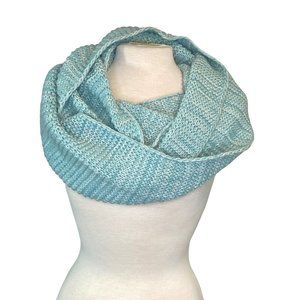 Knit Infinity Scarf Circle Loop Cable Scarf Womens 9"W x 80" Blue Stretch Winter